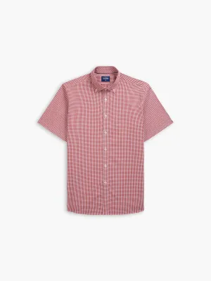 Short Sleeve Micro Check Crimson Shirt