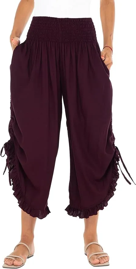 SHU-SHI Trousers Ladies Culottes for Women Gaucho Outfit Cropped Summer Pants