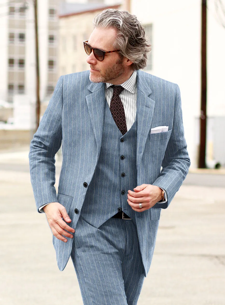 Solbiati Light Blue Stripe Linen Suit