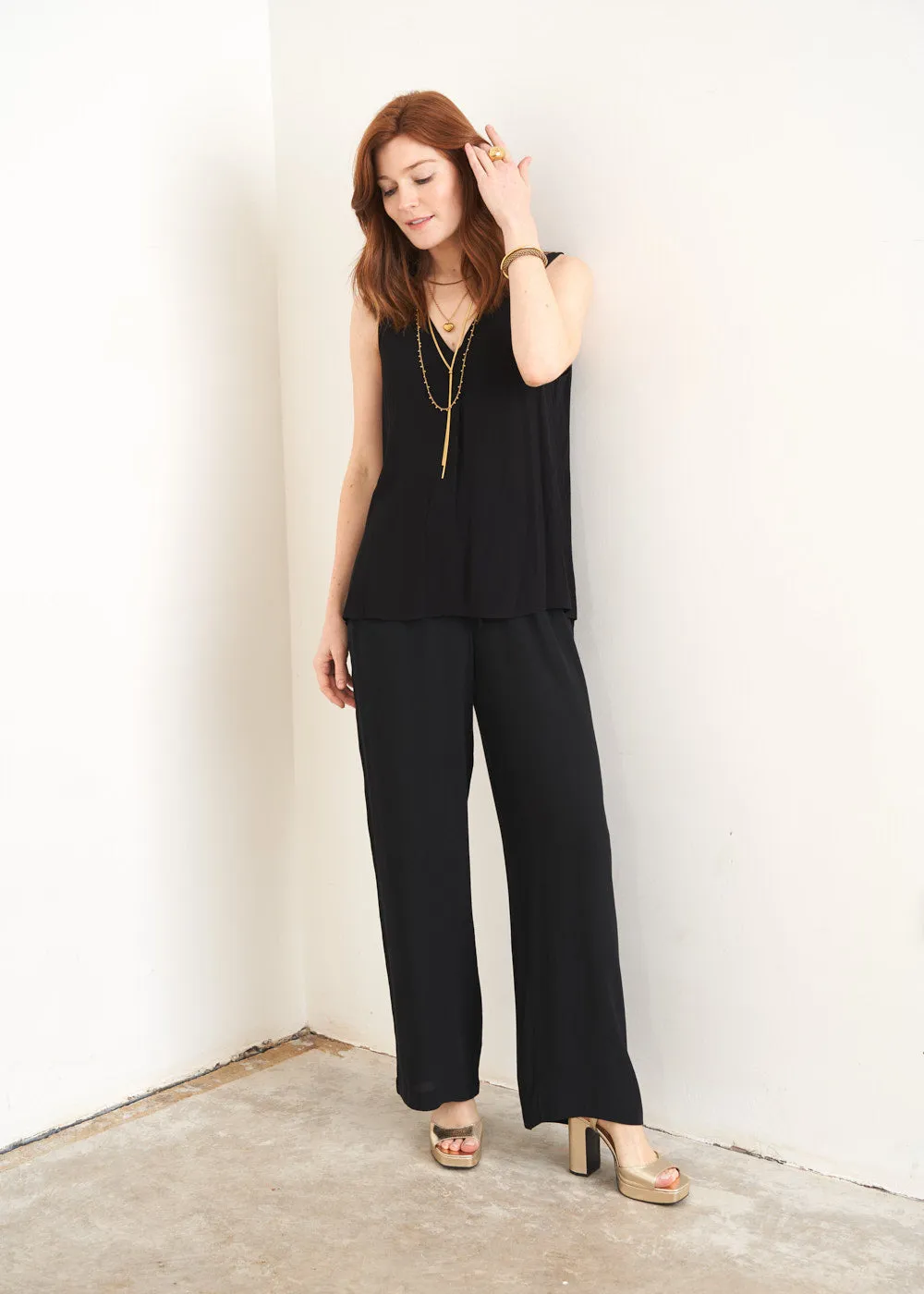 SOPHIE WIDE LEG TROUSER - BLACK