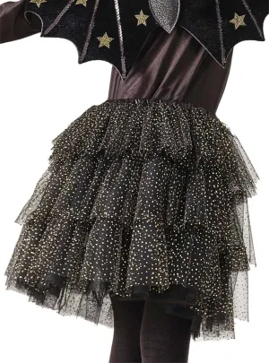 Sparkly Girls Deluxe Black Tutu with Gold Glitter