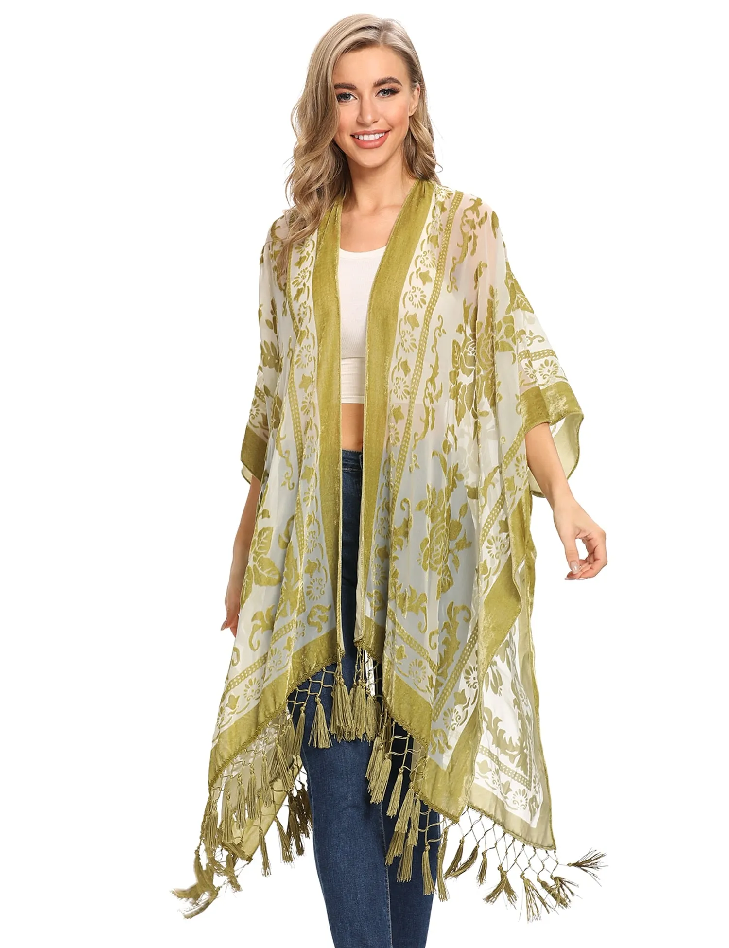 Stevie's Bohemian Long Tassel Velvet Kimonos