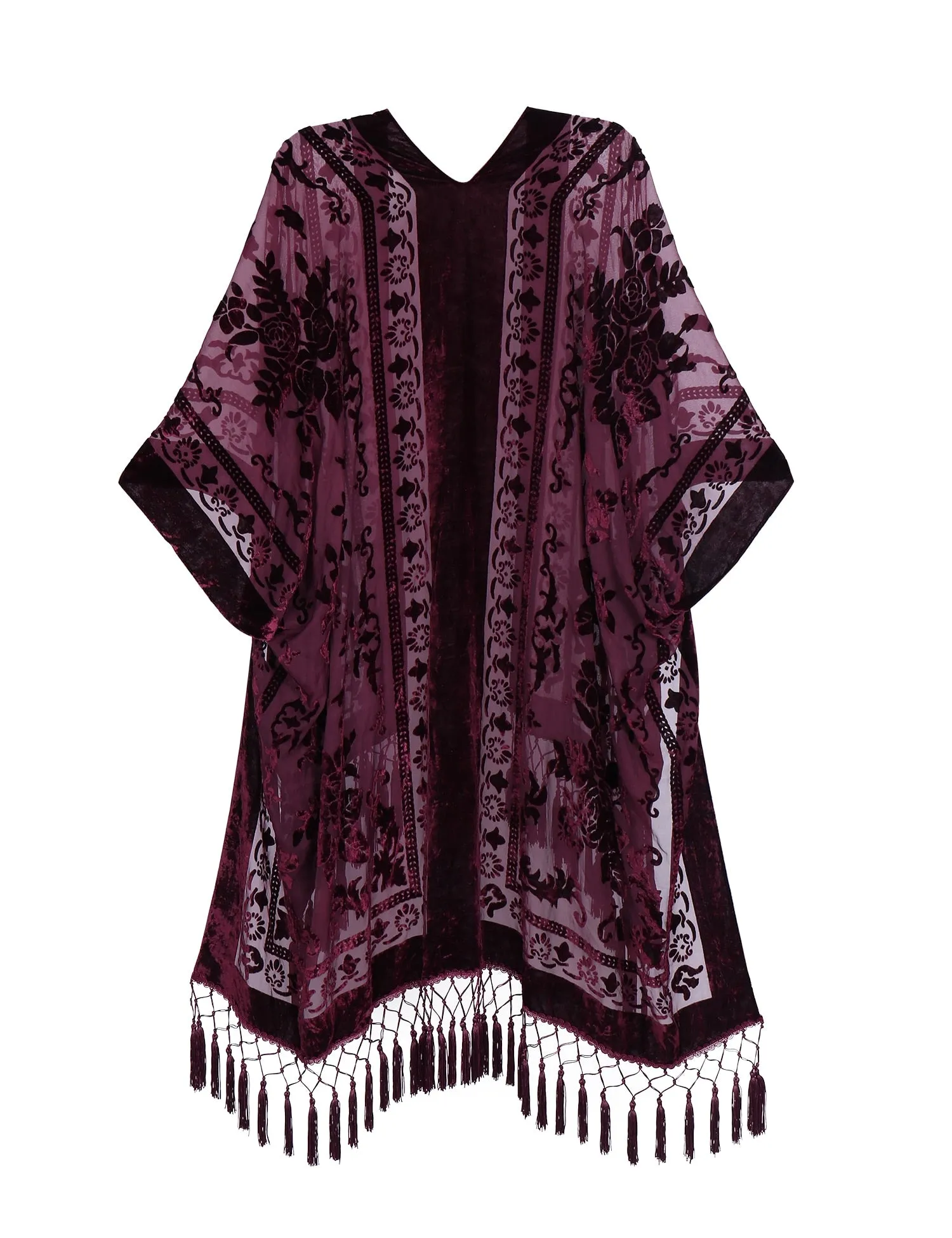 Stevie's Bohemian Long Tassel Velvet Kimonos