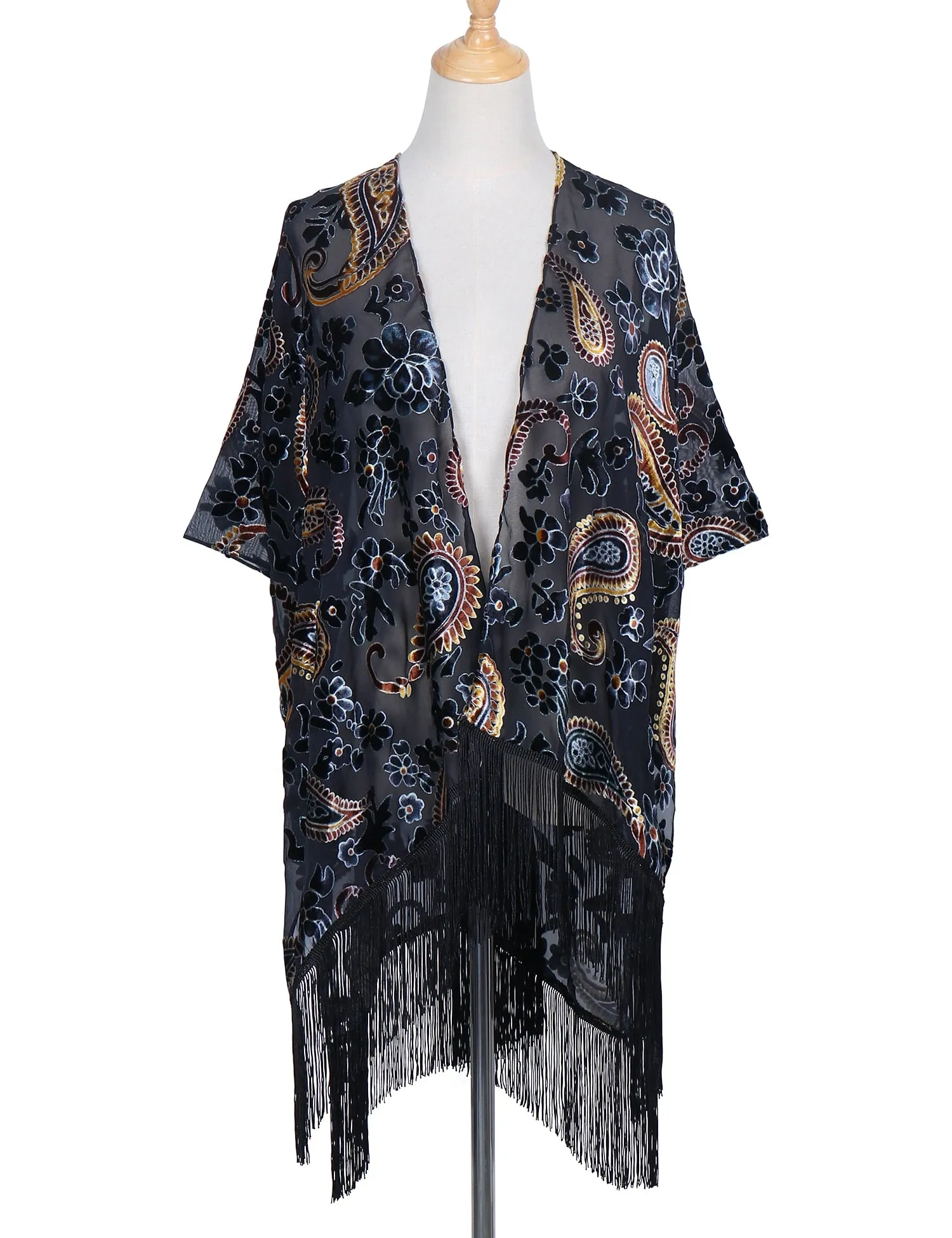 Stevie's Bohemian Long Tassel Velvet Kimonos