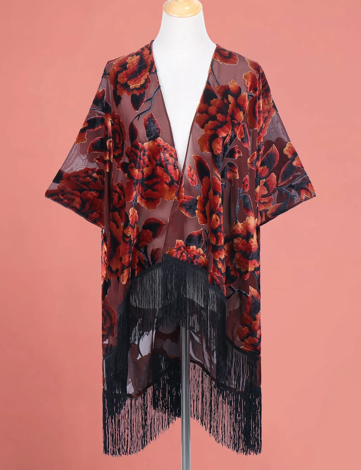 Stevie's Bohemian Long Tassel Velvet Kimonos