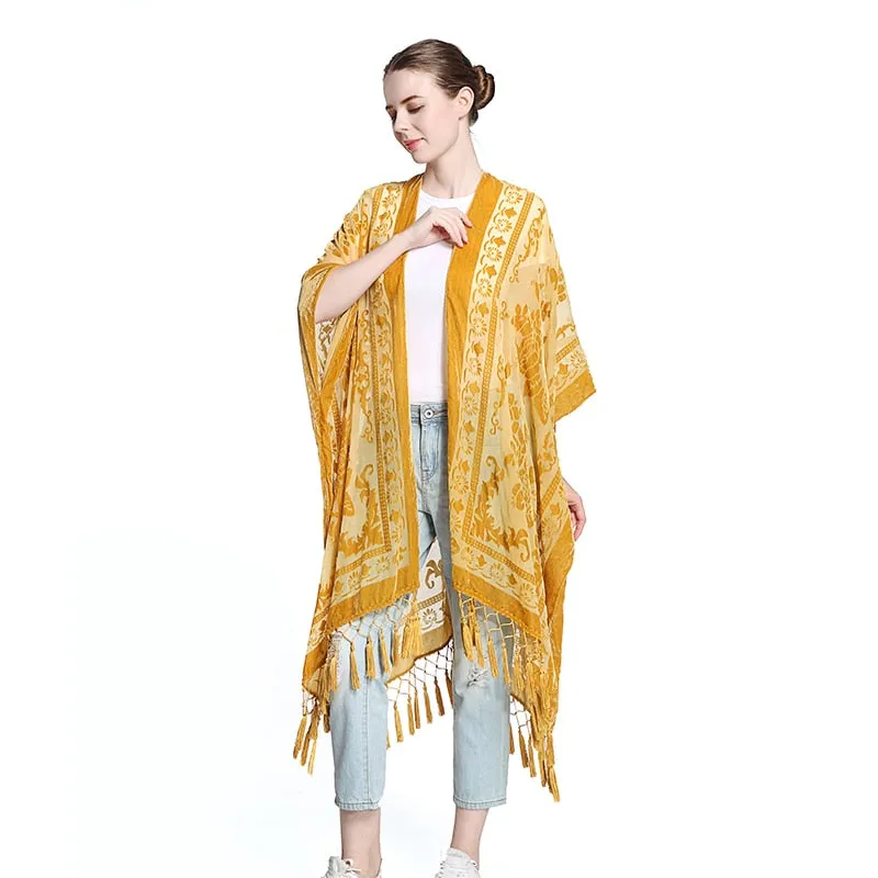 Stevie's Boho Tassel Velvet Kimonos