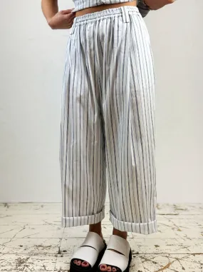 Stripe Wide Leg Cotton Trousers