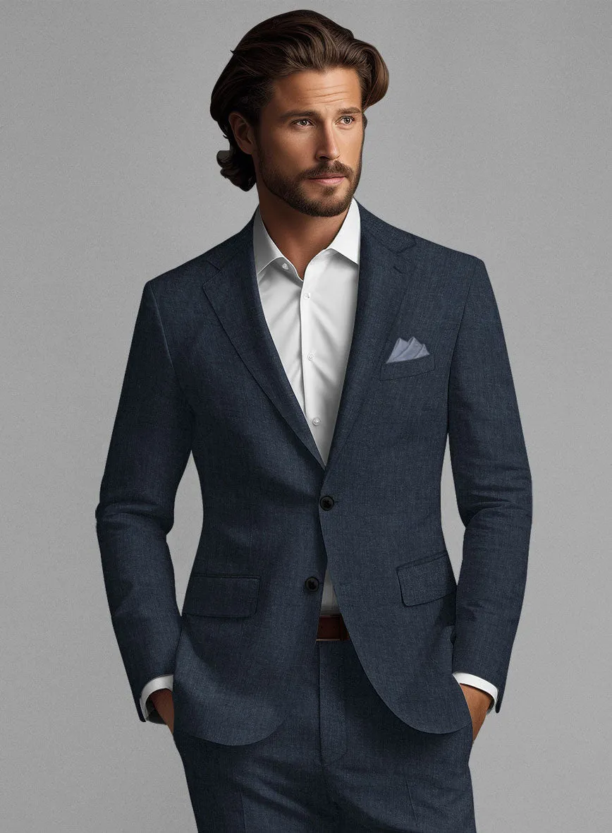 Stylbiella Spring Dark Blue Linen Suit