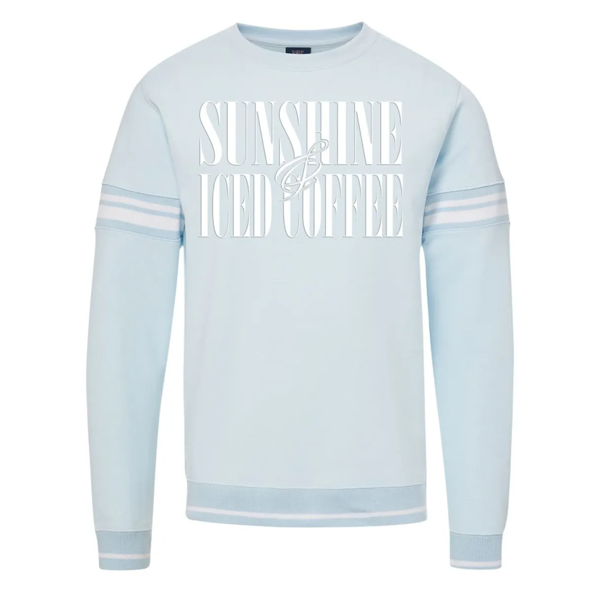 'Sunshine & Iced Coffee' PUFF Stripe Crewneck Sweatshirt