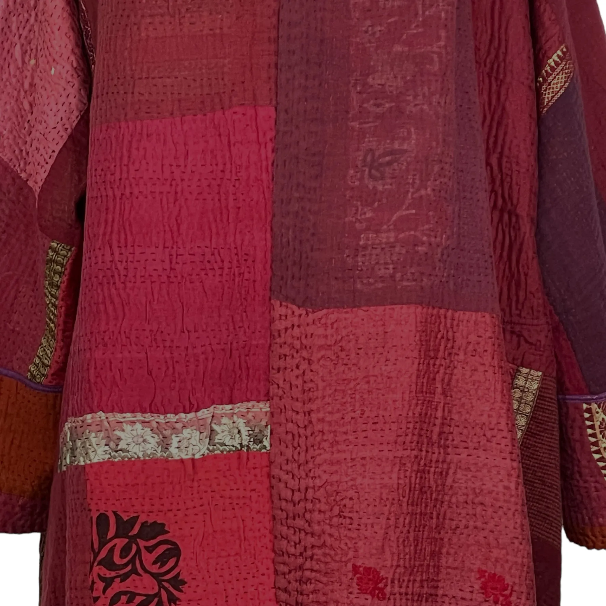 SW PATCH KANTHA KIMONO LONG JACKET