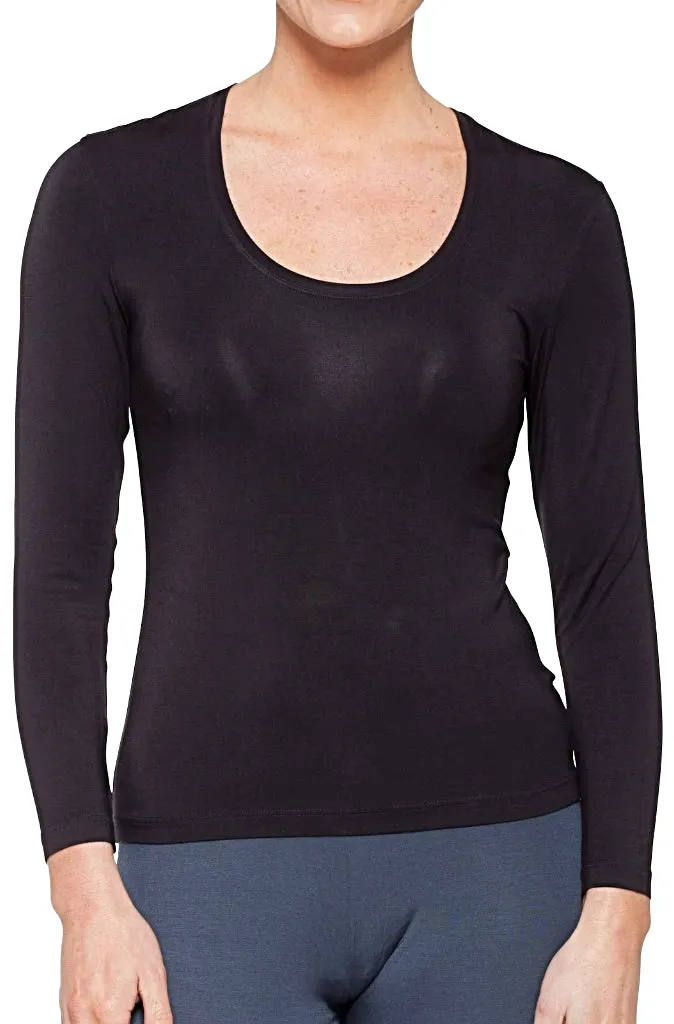 Tani Long Sleeve Scoop Neck Fitted Tee