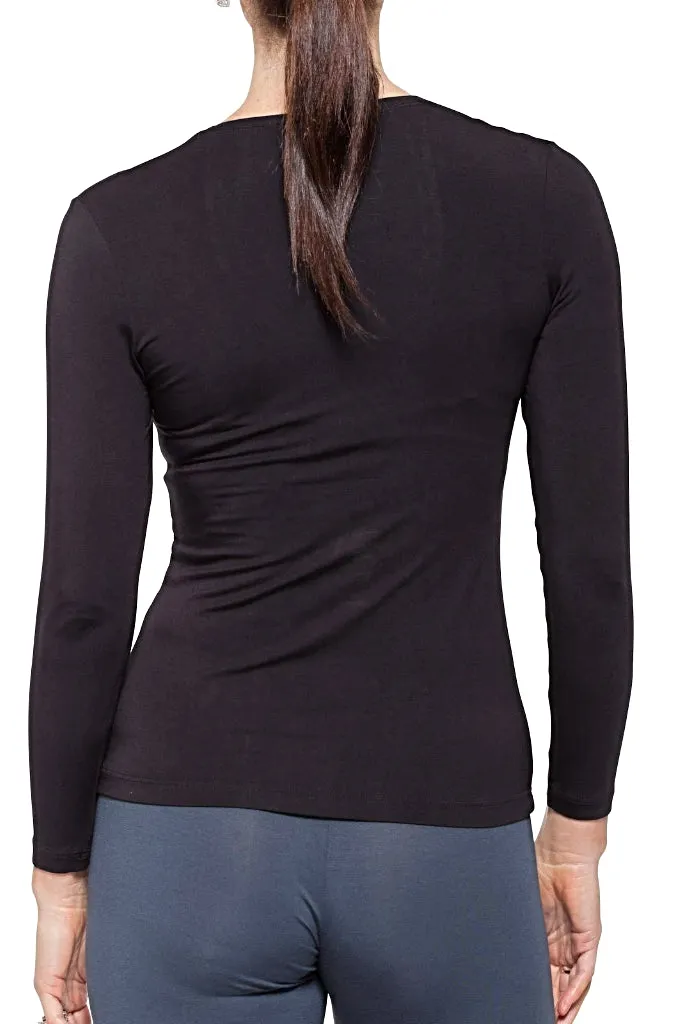 Tani Long Sleeve Scoop Neck Fitted Tee