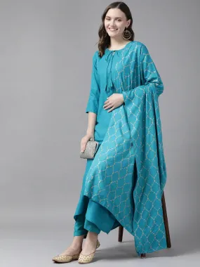 Teal Blue Dupatta Set