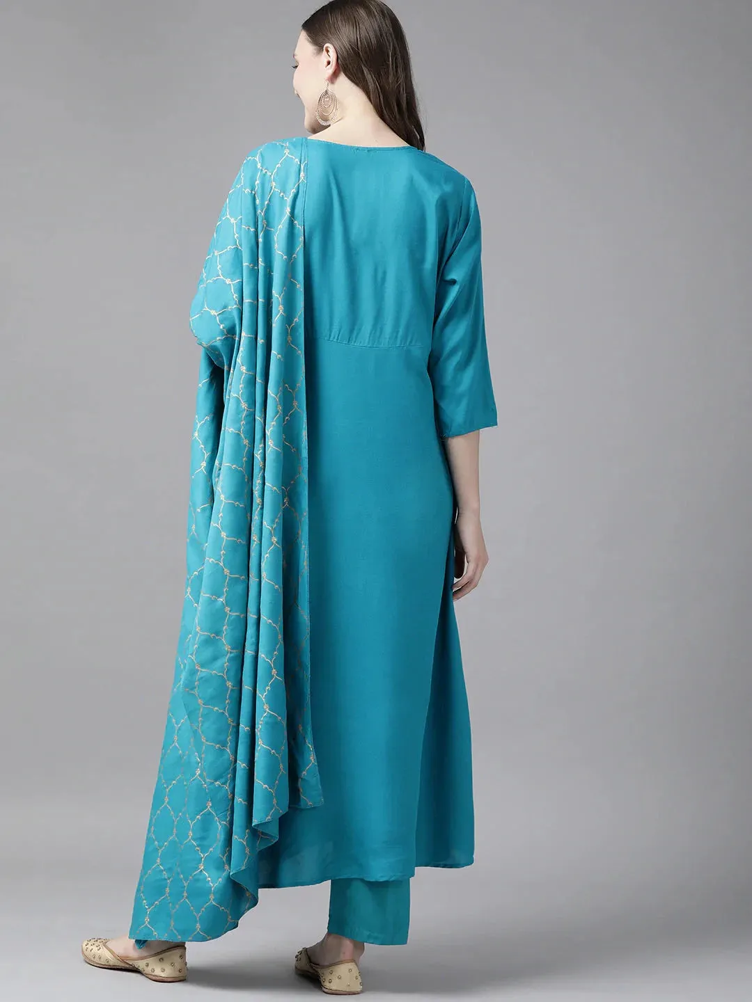 Teal Blue Dupatta Set