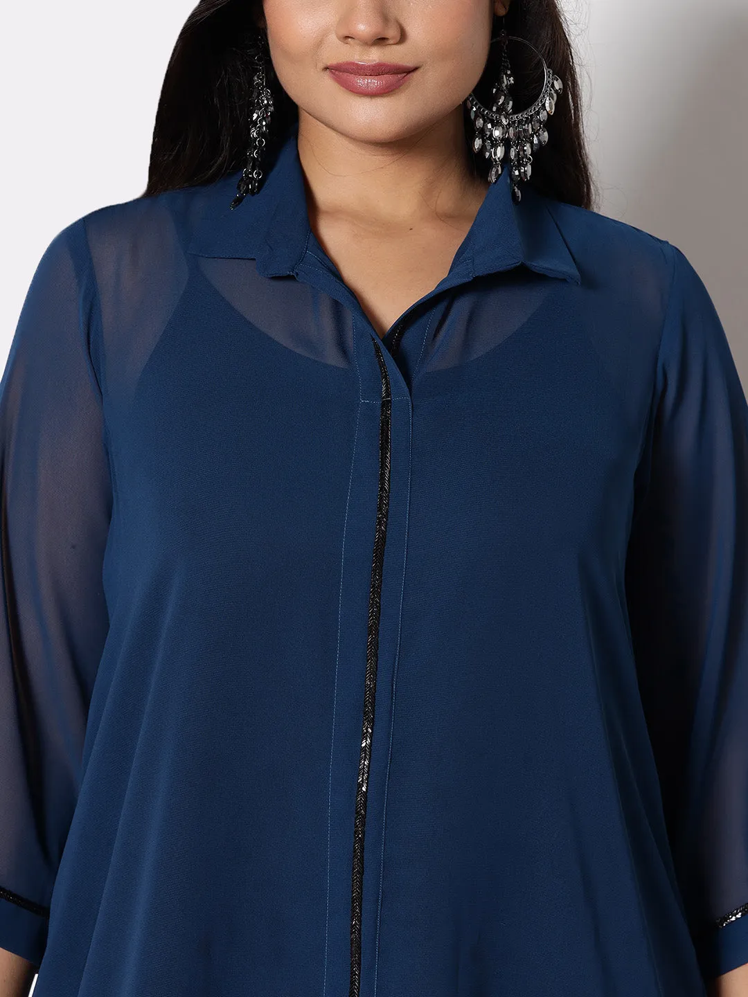 Teal Georgette ShirtTop