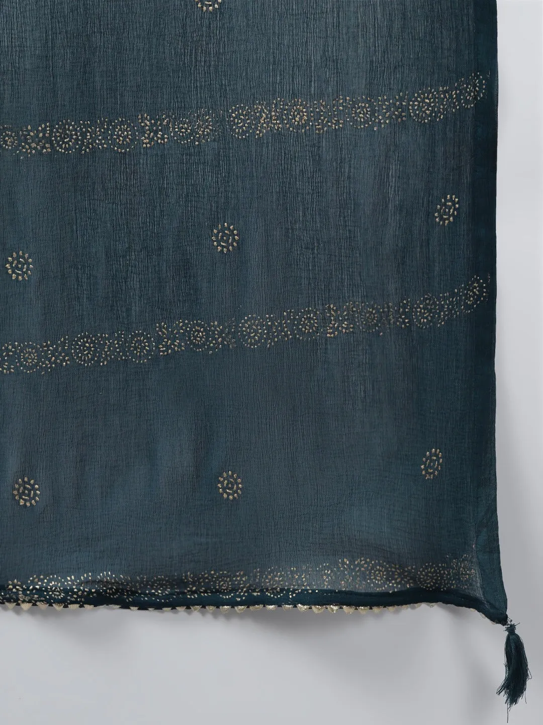 Teal Printed Dupatta Set