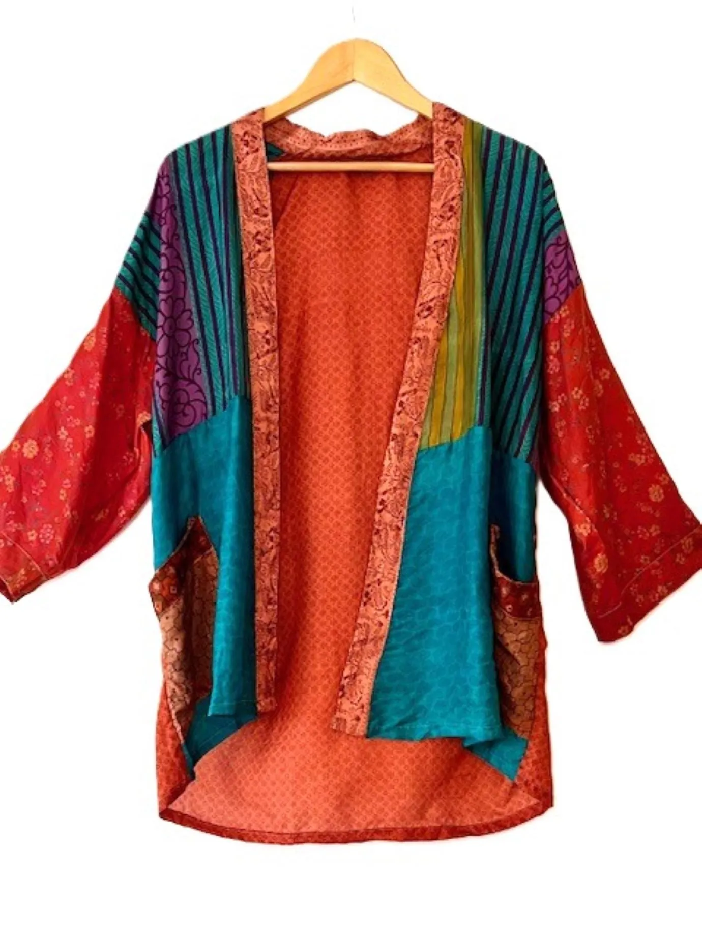 The Accessory In Demand, The Short Silk Kimono Jacket. Fashionable and Elegant. (Royal)