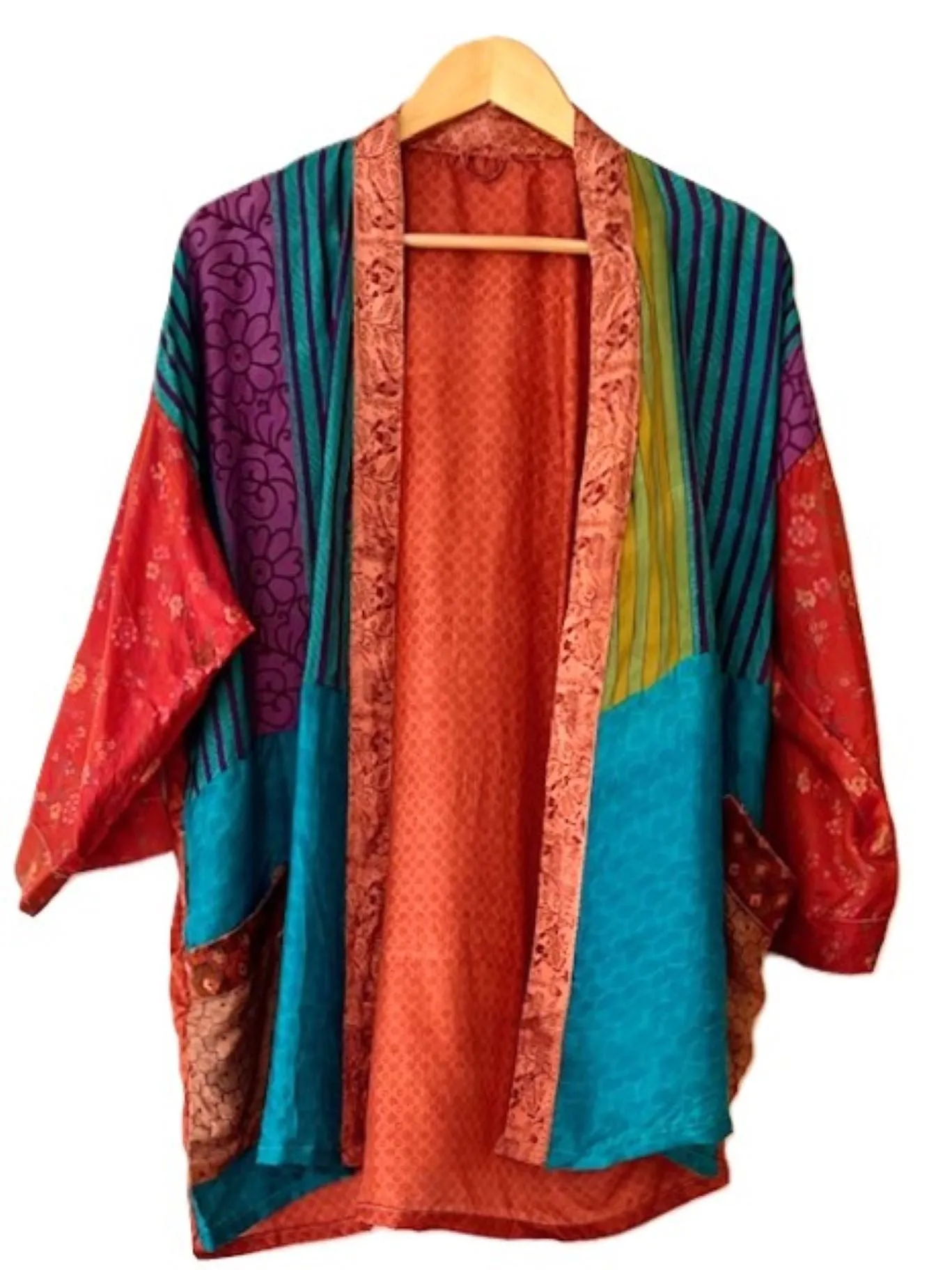 The Accessory In Demand, The Short Silk Kimono Jacket. Fashionable and Elegant. (Royal)