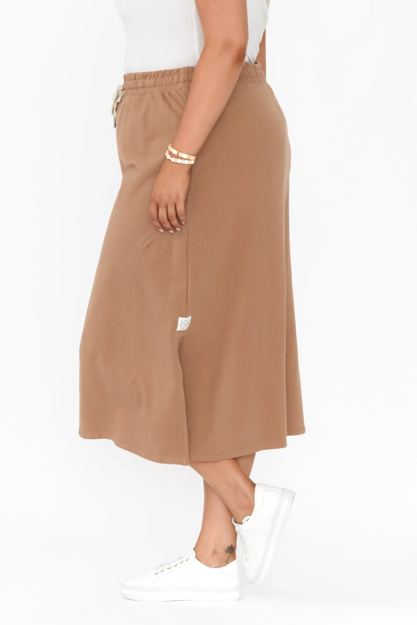 Travel Mocha Cotton Maxi Skirt