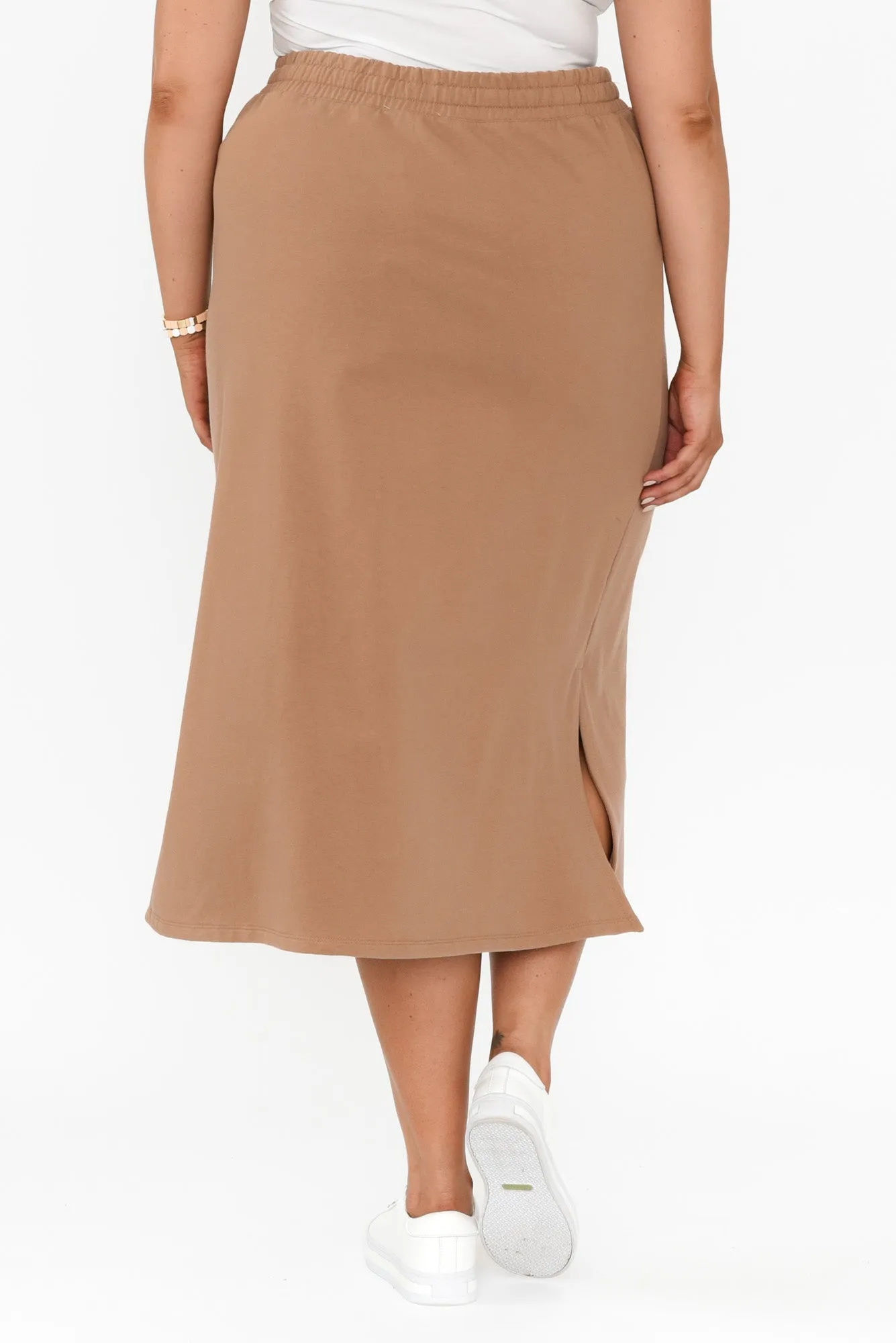 Travel Mocha Cotton Maxi Skirt