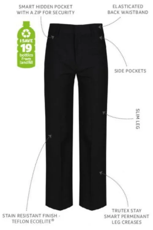 Trutex Junior Trousers Slim Fit Black