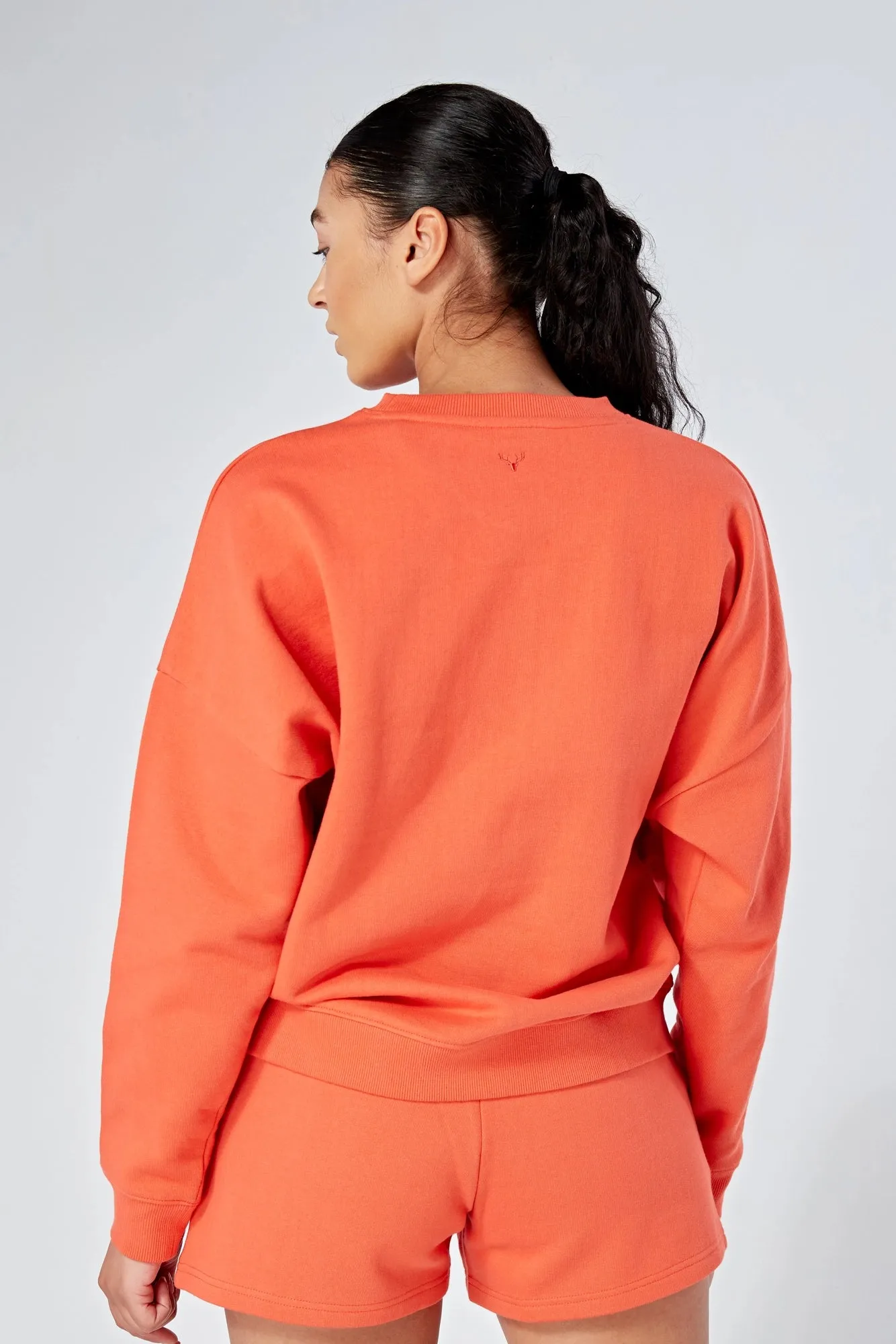 Twill Active Essentials Oversized Crewneck Sweatshirt Coral