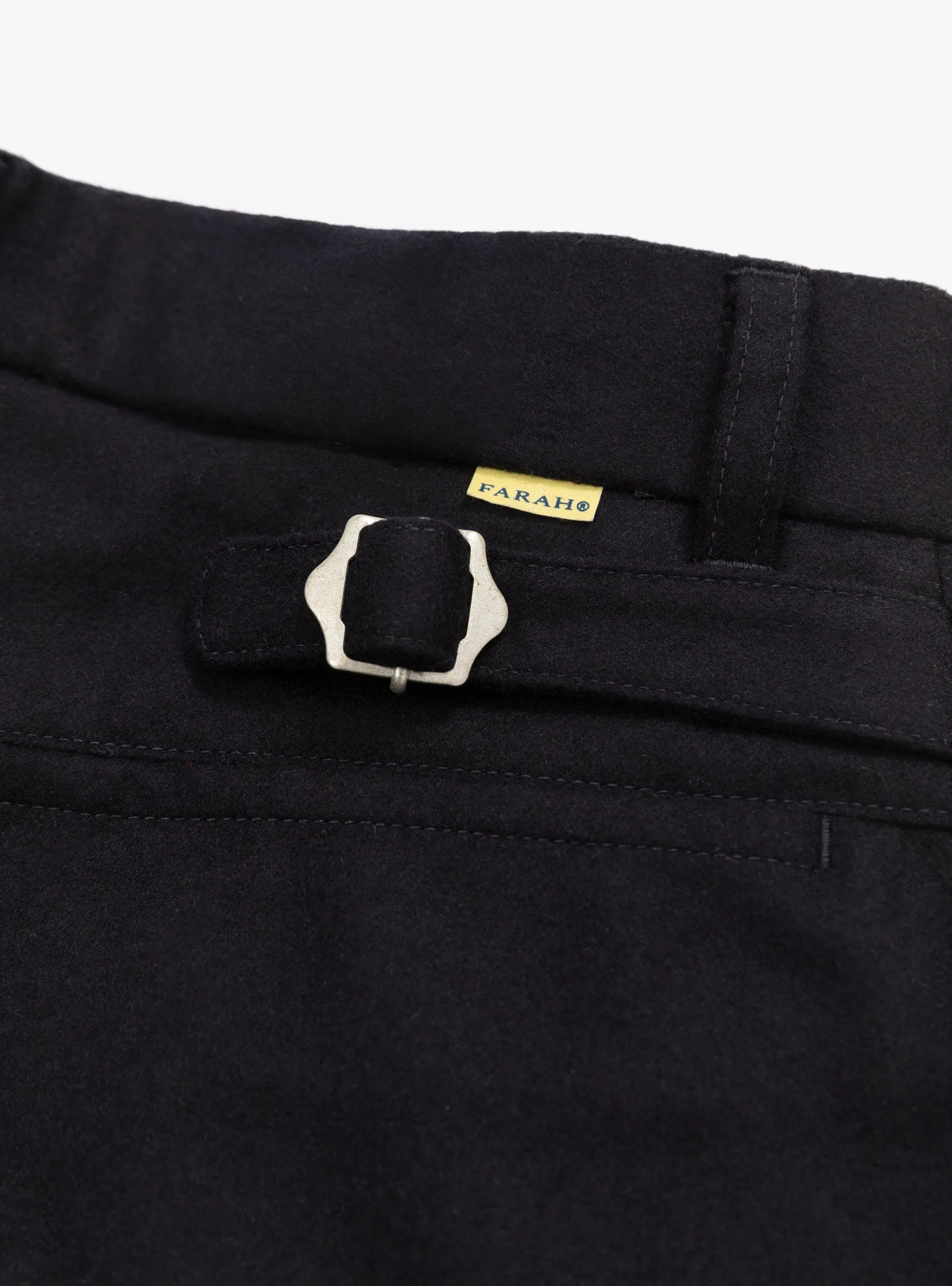 Two Tuck Side Adjustable Pants Navy Wool