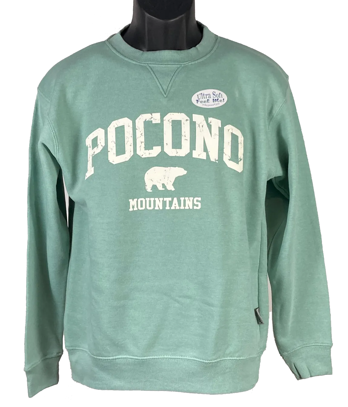 Ultra Soft Pocono Mountains Bear "Burn Wash" Crewneck