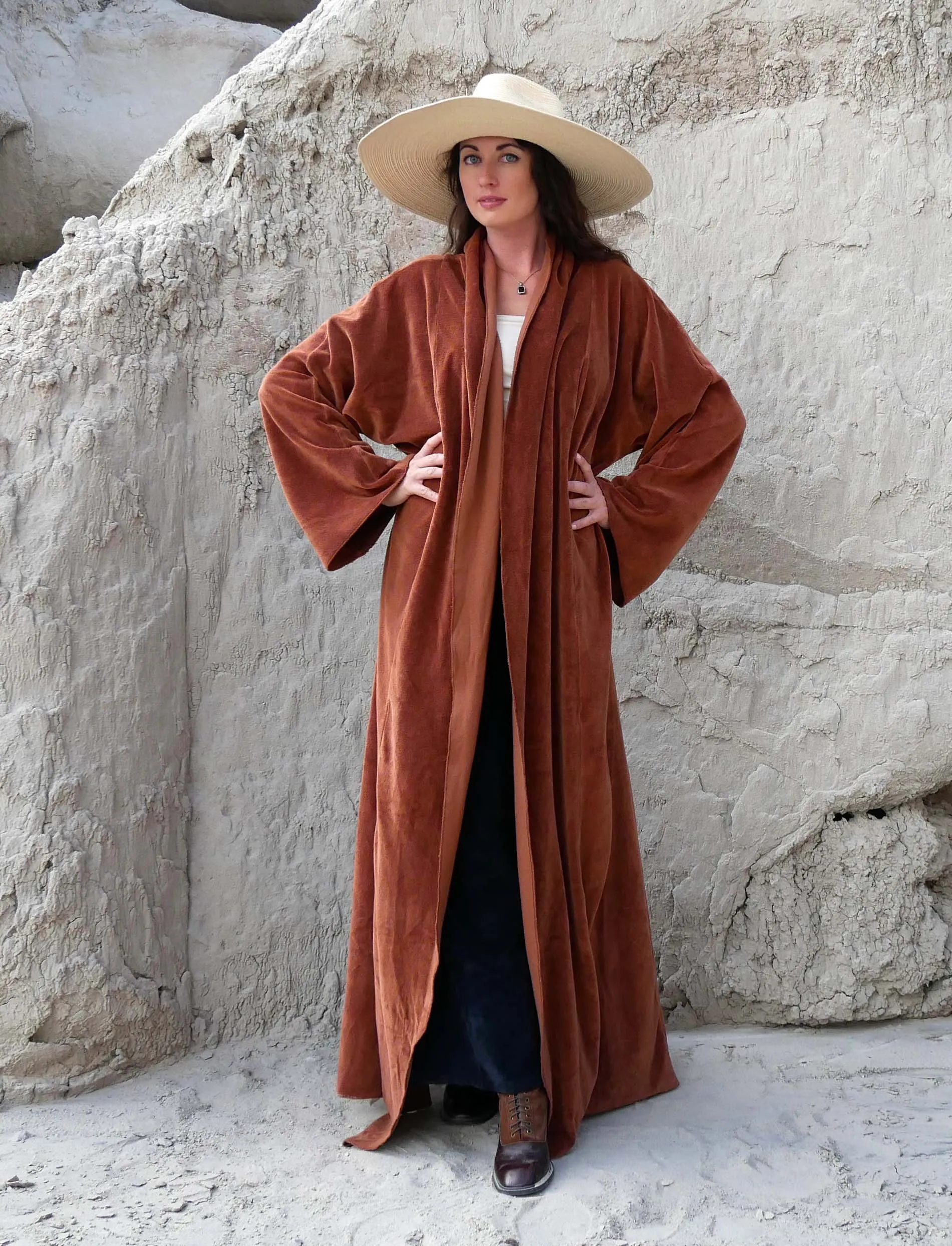 VELOUR Kimono Belted Long Jacket