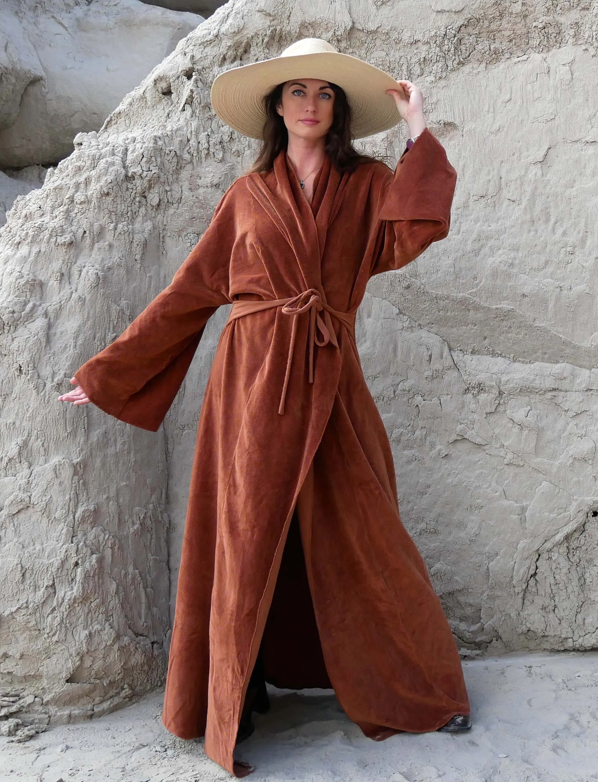 VELOUR Kimono Belted Long Jacket