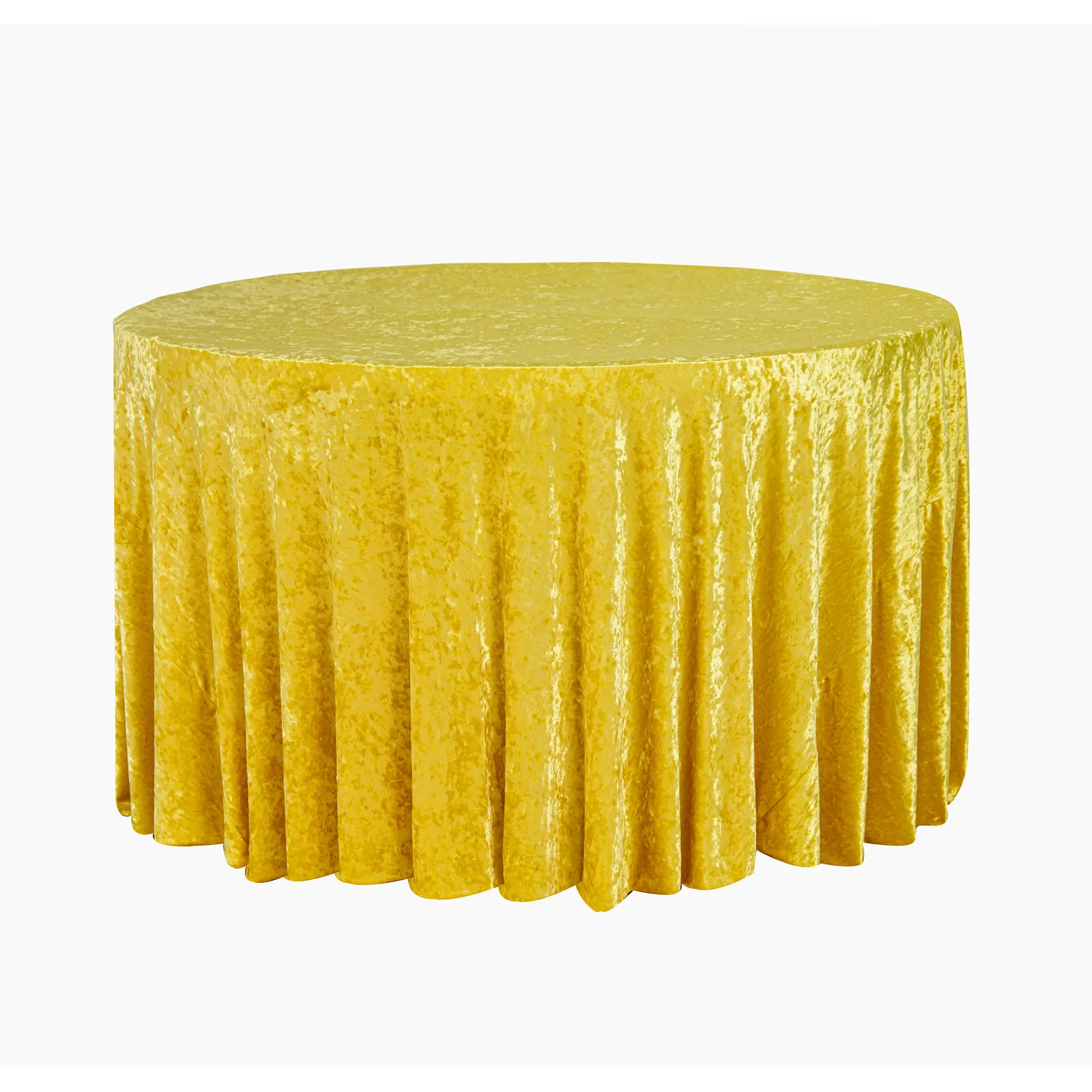 Velvet 132" Round Tablecloth - Canary Yellow