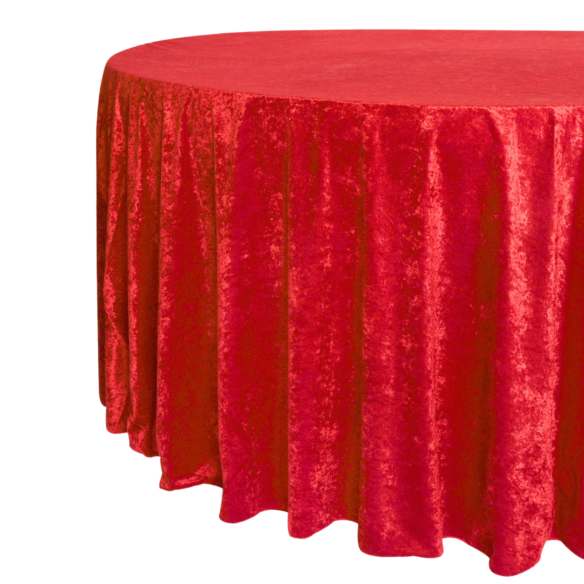 Velvet 132" Round Tablecloth - Red