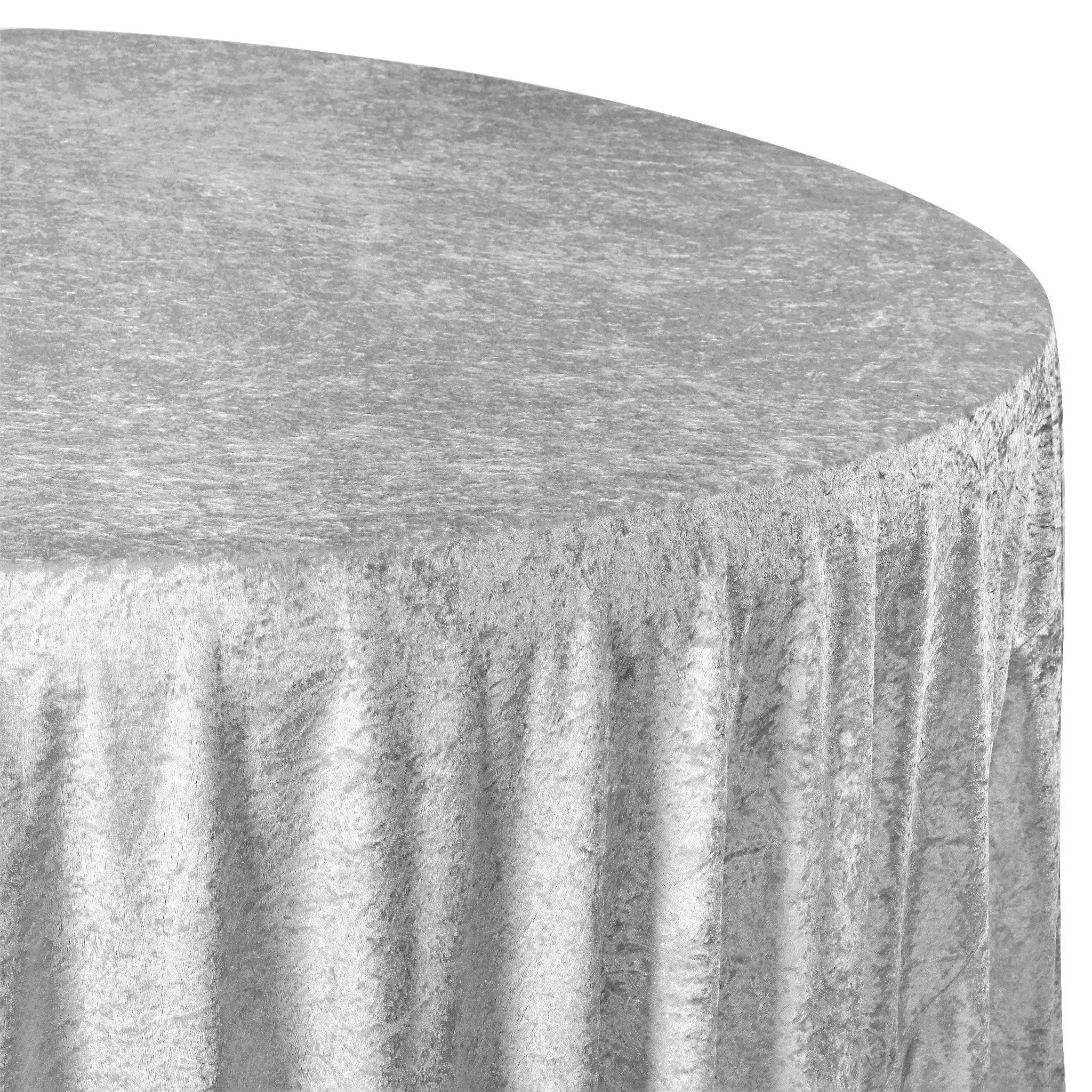 Velvet 132" Round Tablecloth - Silver