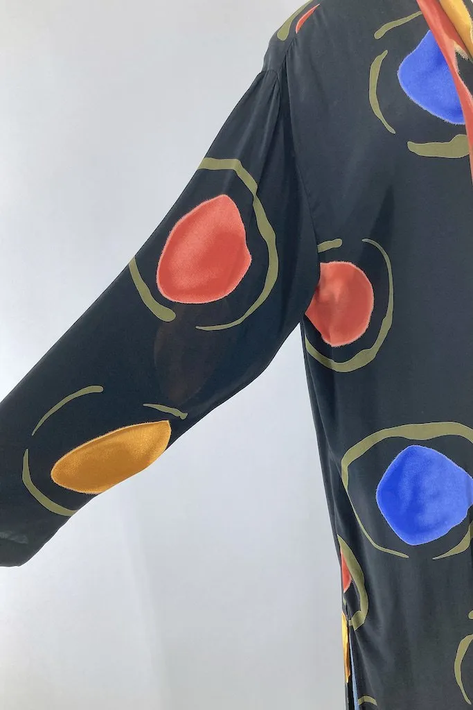 Vintage Abstract Print Duster Jacket