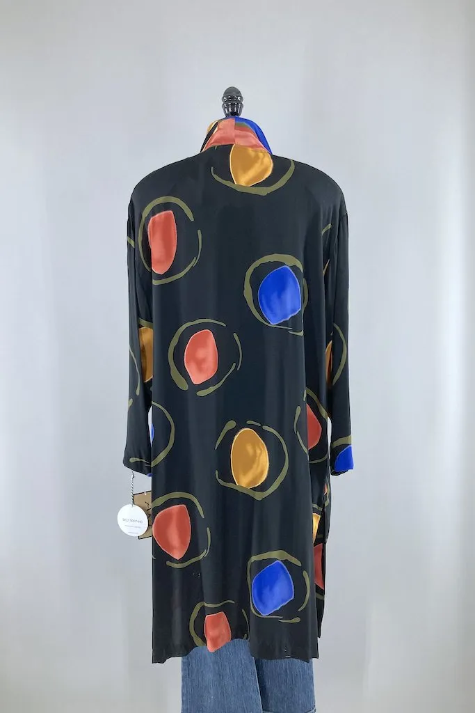 Vintage Abstract Print Duster Jacket