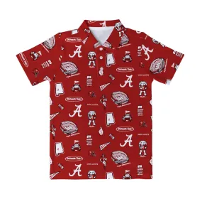 Vive La Fete Alabama Crimson Tide Repeat Impressions Artwork Boys Red Short Sleeve Polo Shirt NALA1_TPPL05IM 5106