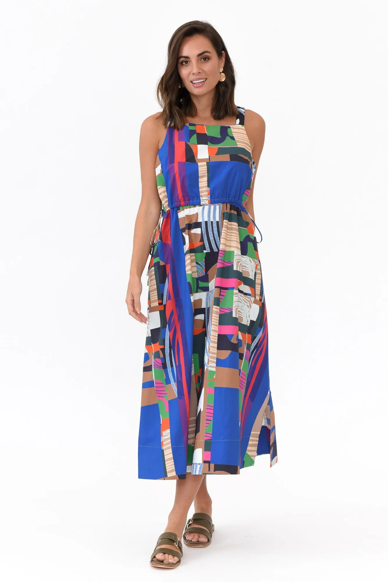 Waldon Blue Abstract Cotton Dress