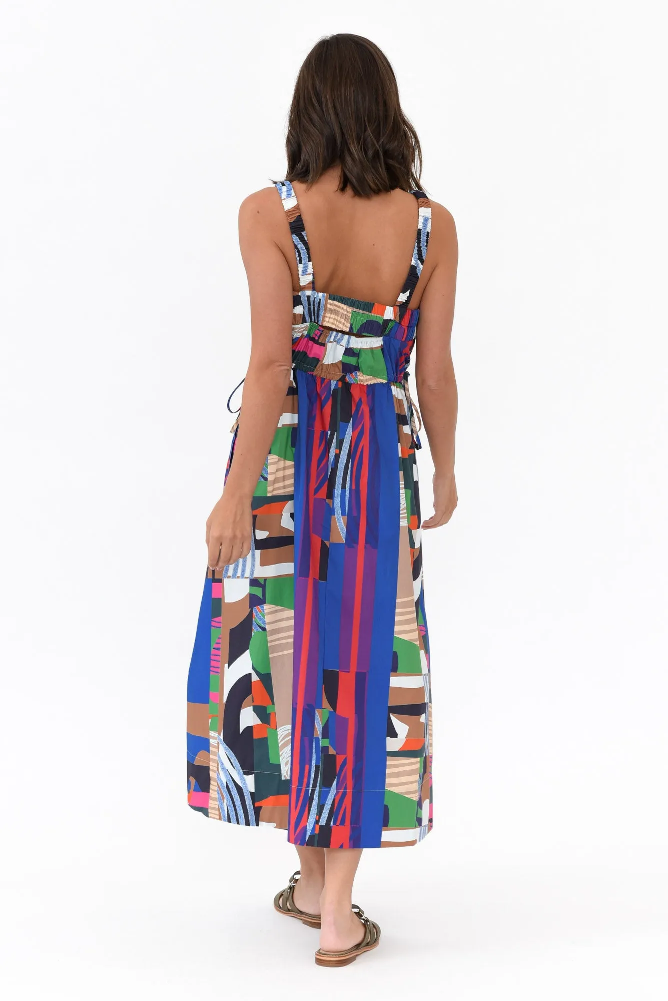 Waldon Blue Abstract Cotton Dress