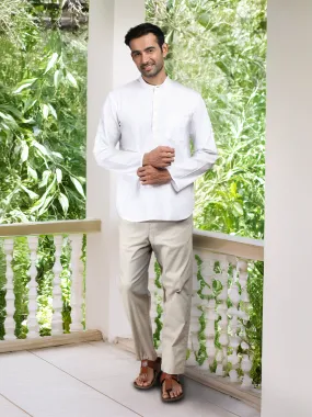 White Cotton Short Kurta