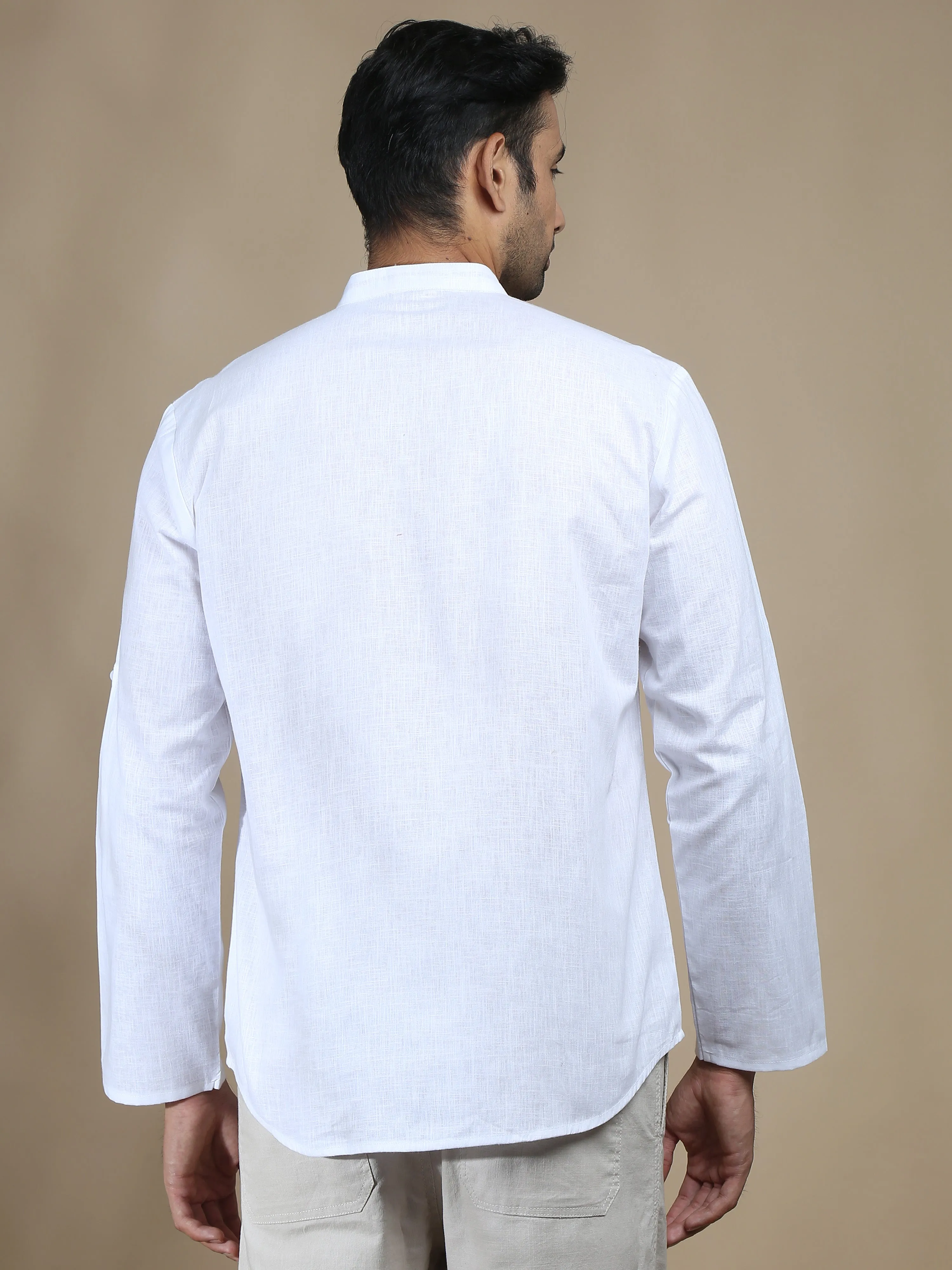 White Cotton Short Kurta