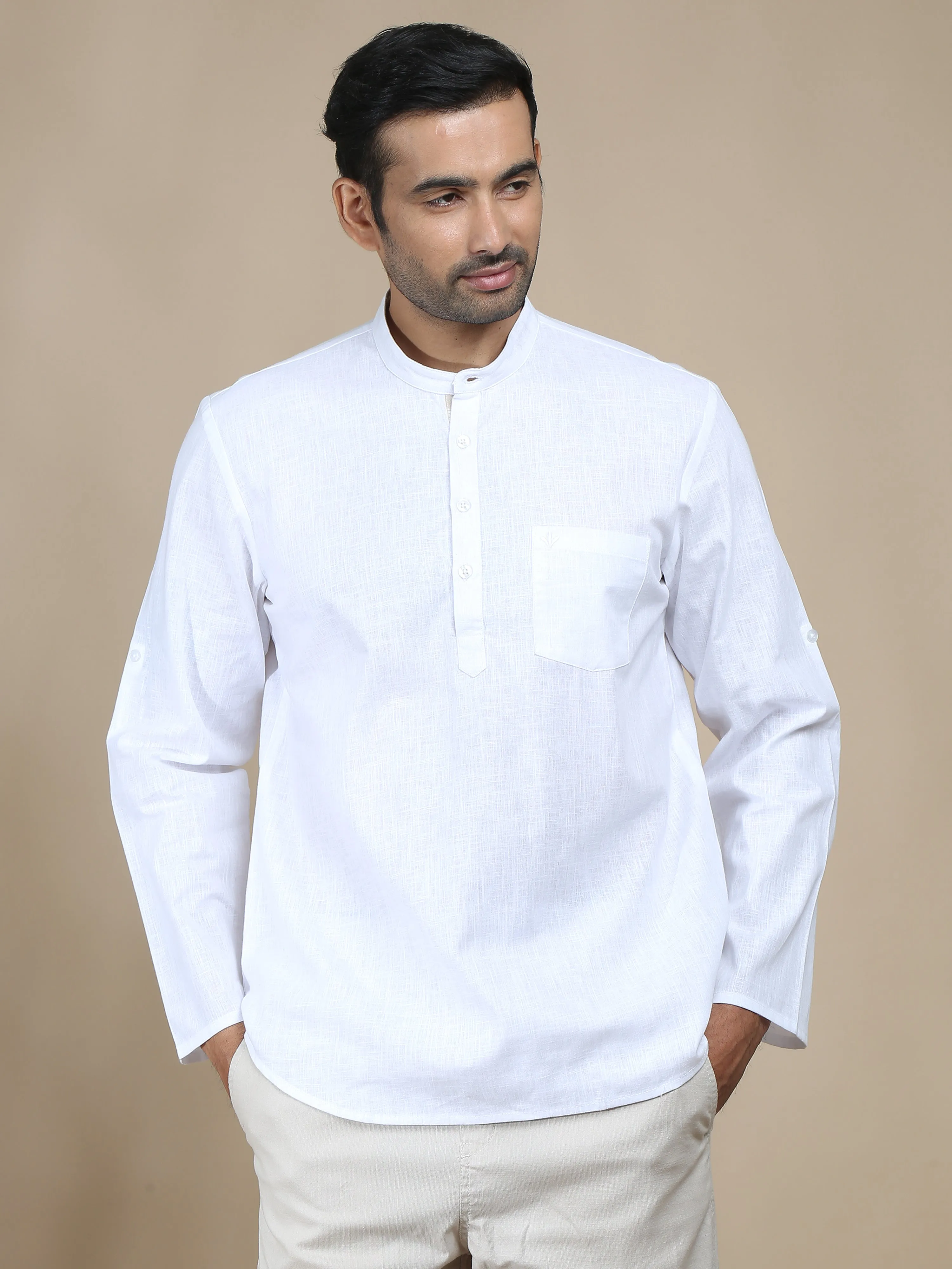 White Cotton Short Kurta