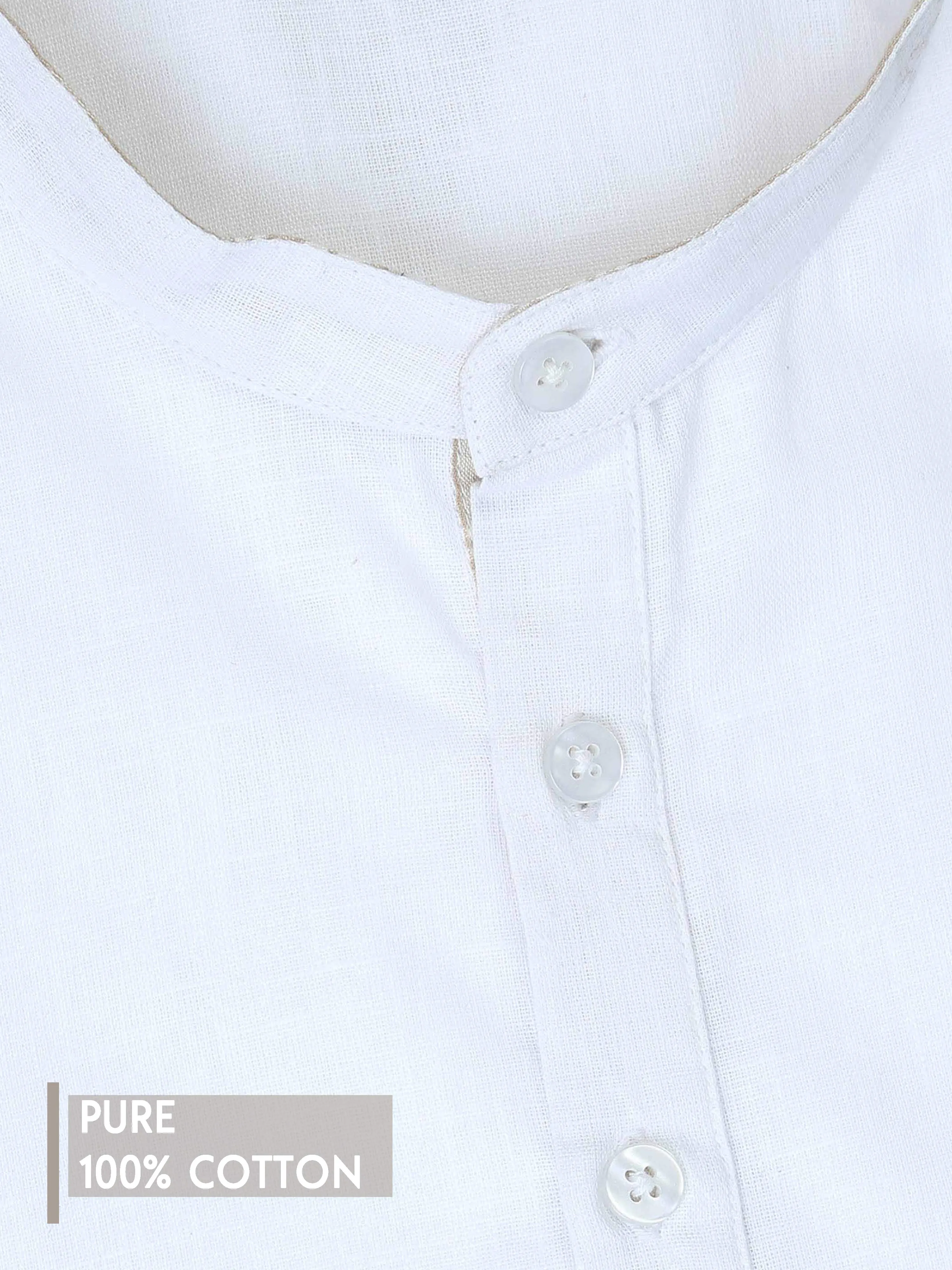 White Cotton Short Kurta