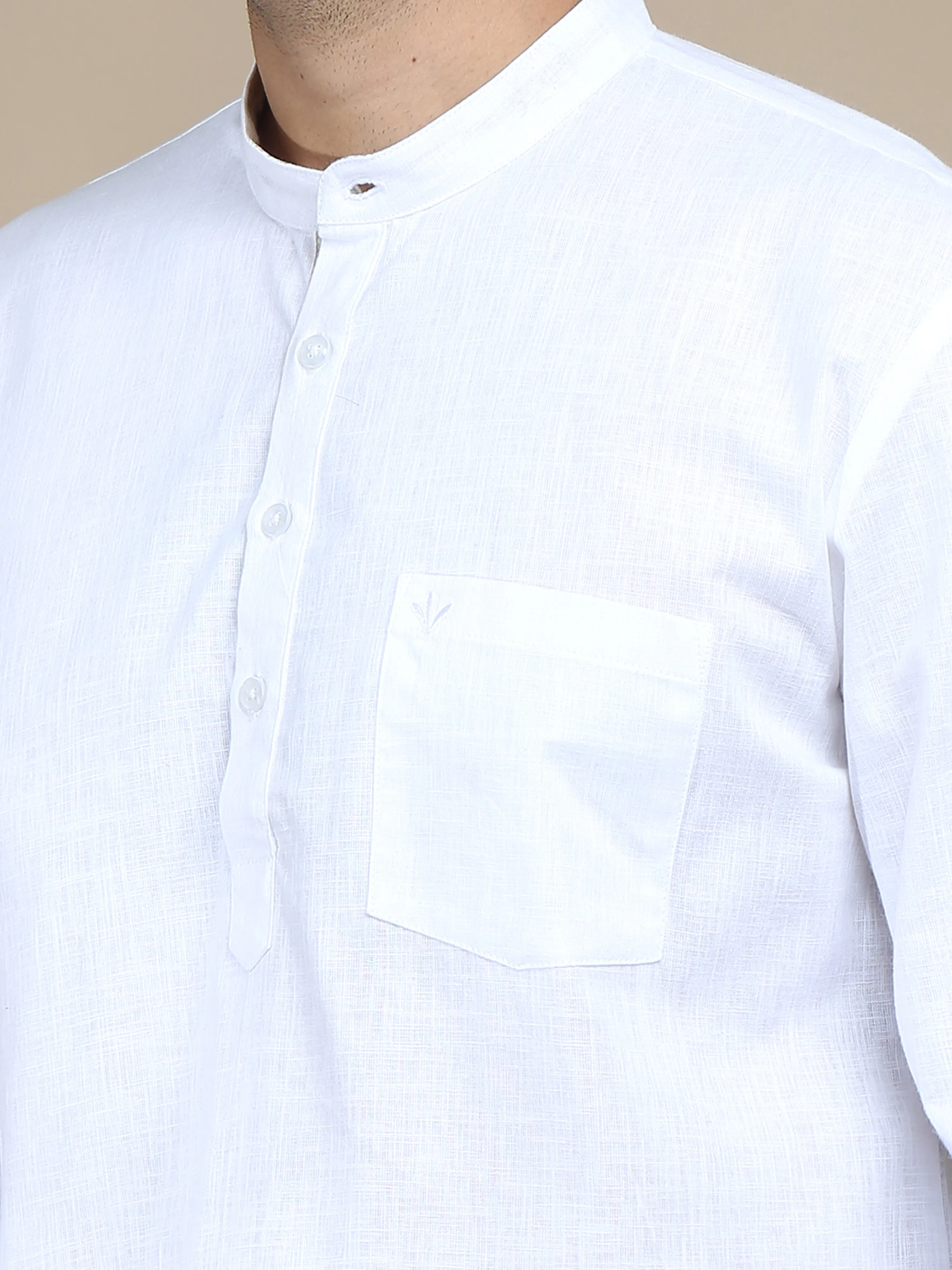 White Cotton Short Kurta