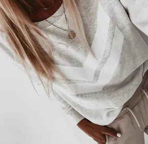 White double chevron light ash sweatshirt *relaxed style* SALE!