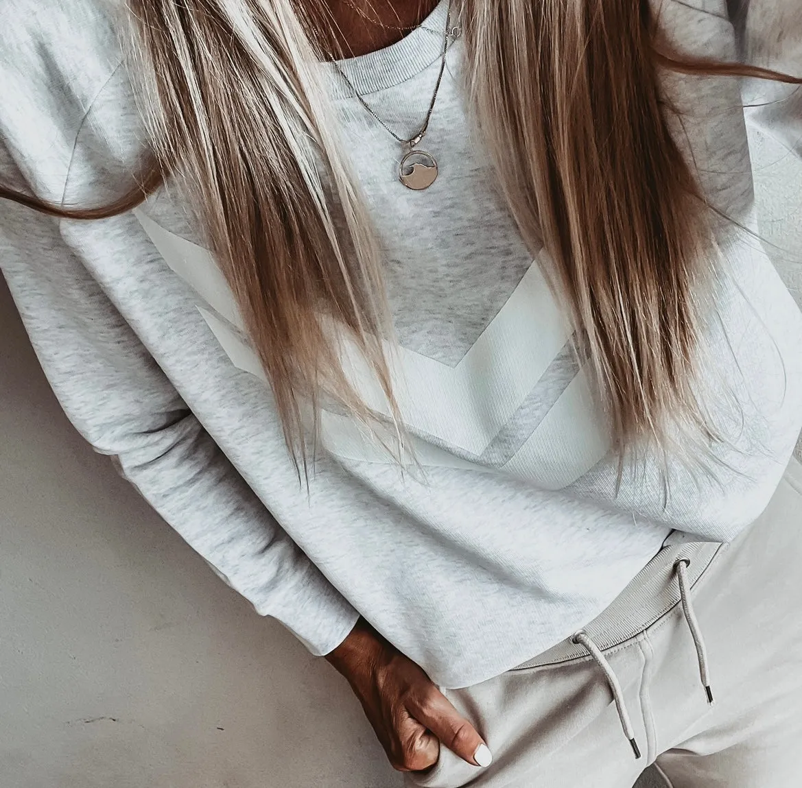 White double chevron light ash sweatshirt *relaxed style* SALE!