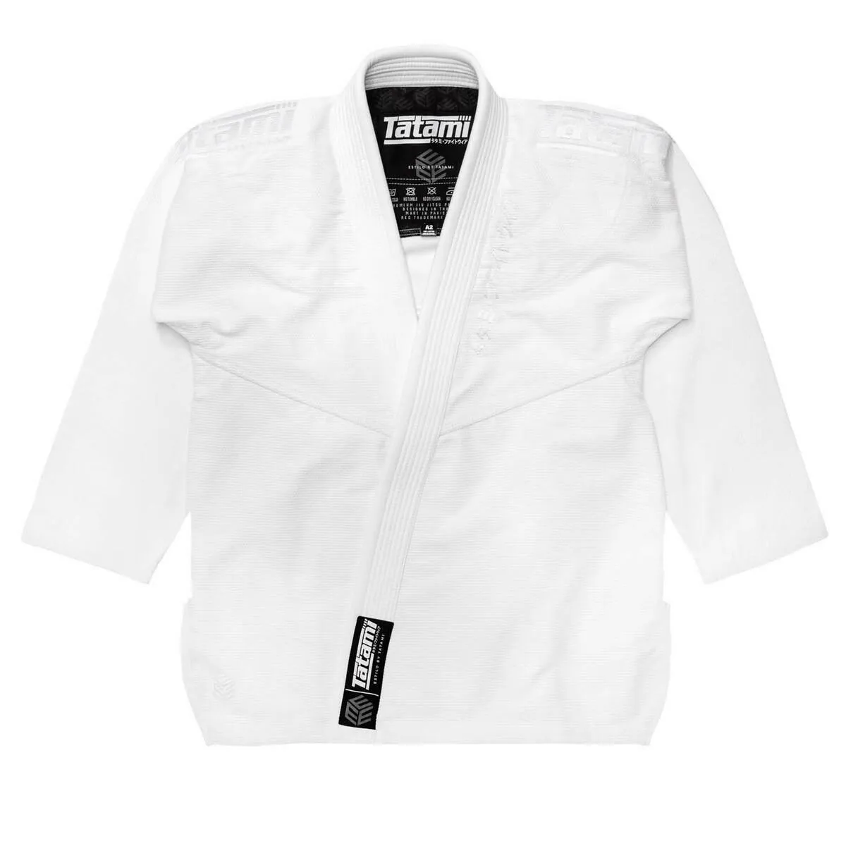 White on White Tatami Fightwear Estilo Black Label Mens BJJ Gi