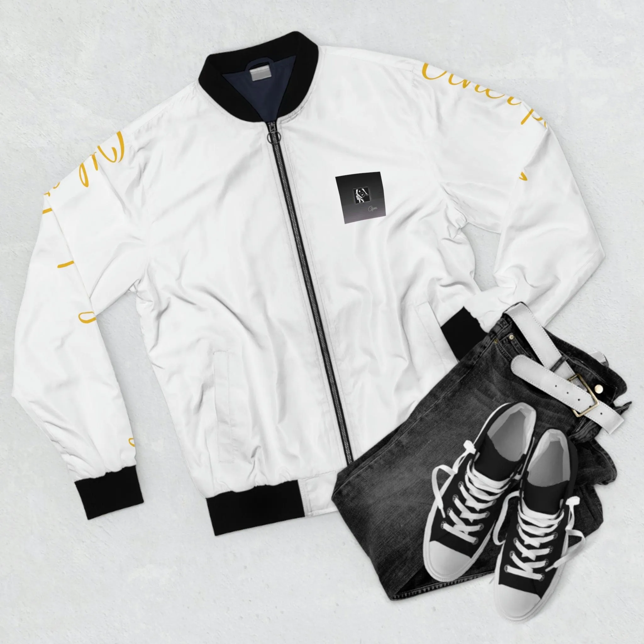 white OPM Bomber Jacket