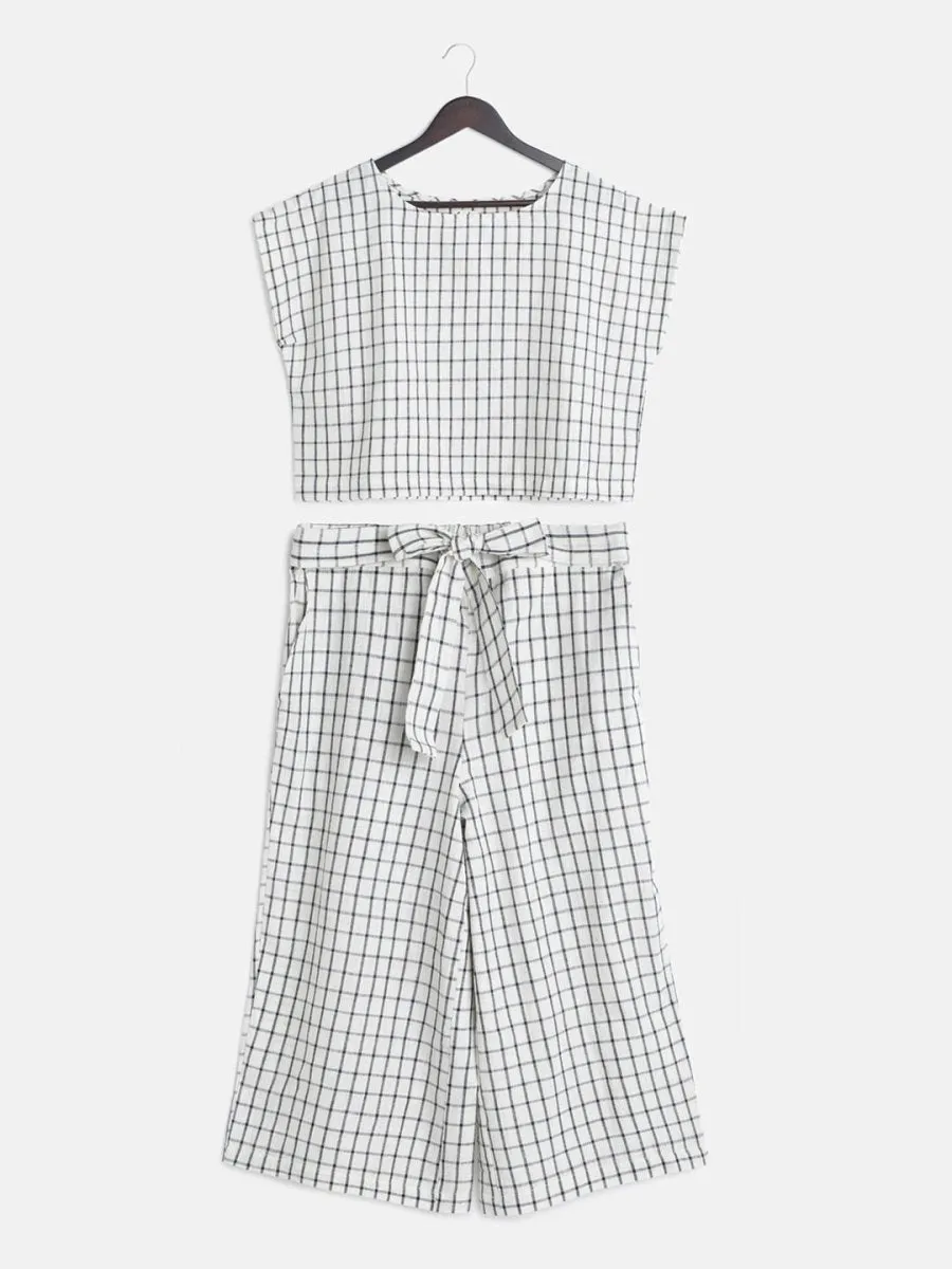 Women's Zen Cotton Culottes- Blue Checks