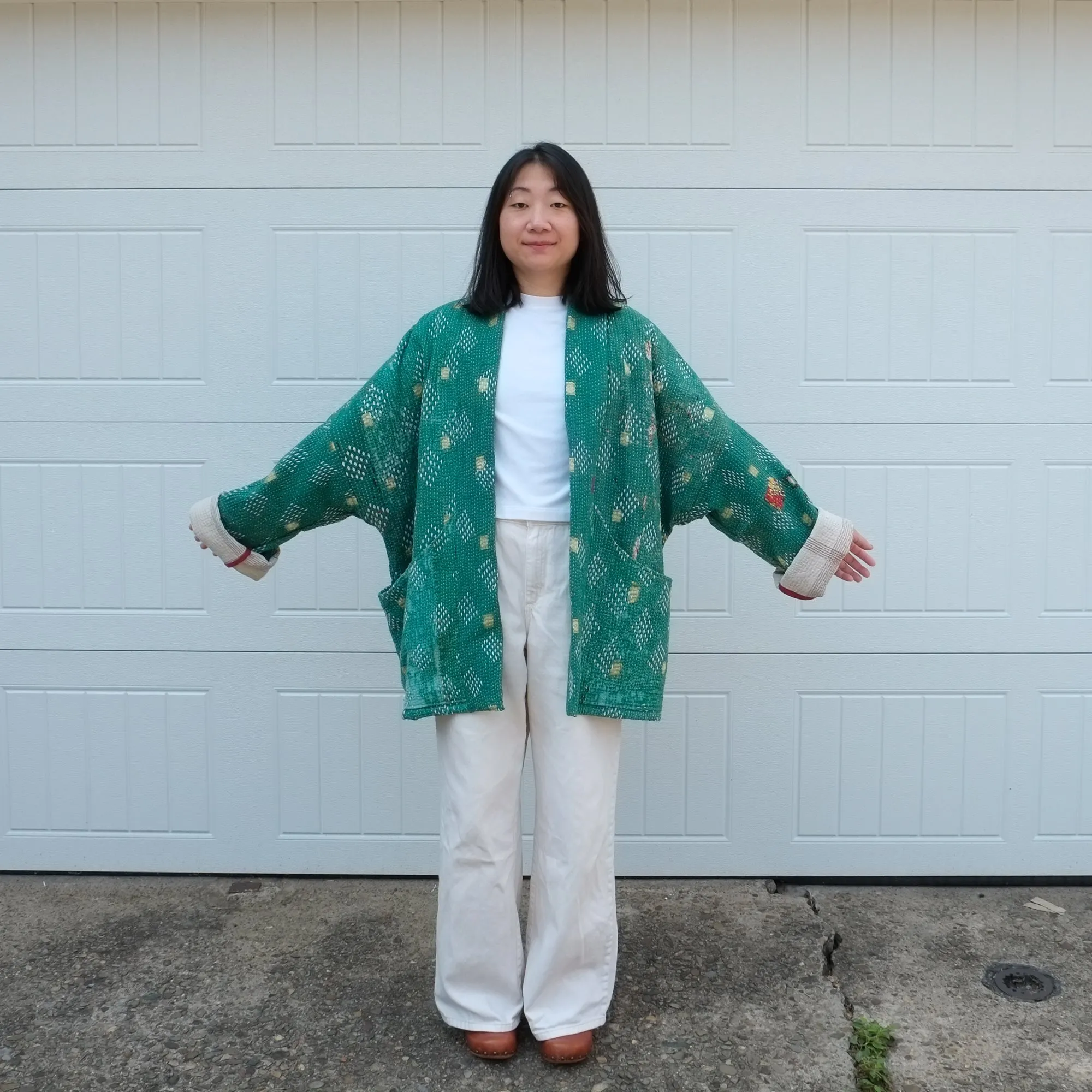 XXL Green with White Diamonds Anoushka Jacket LM089