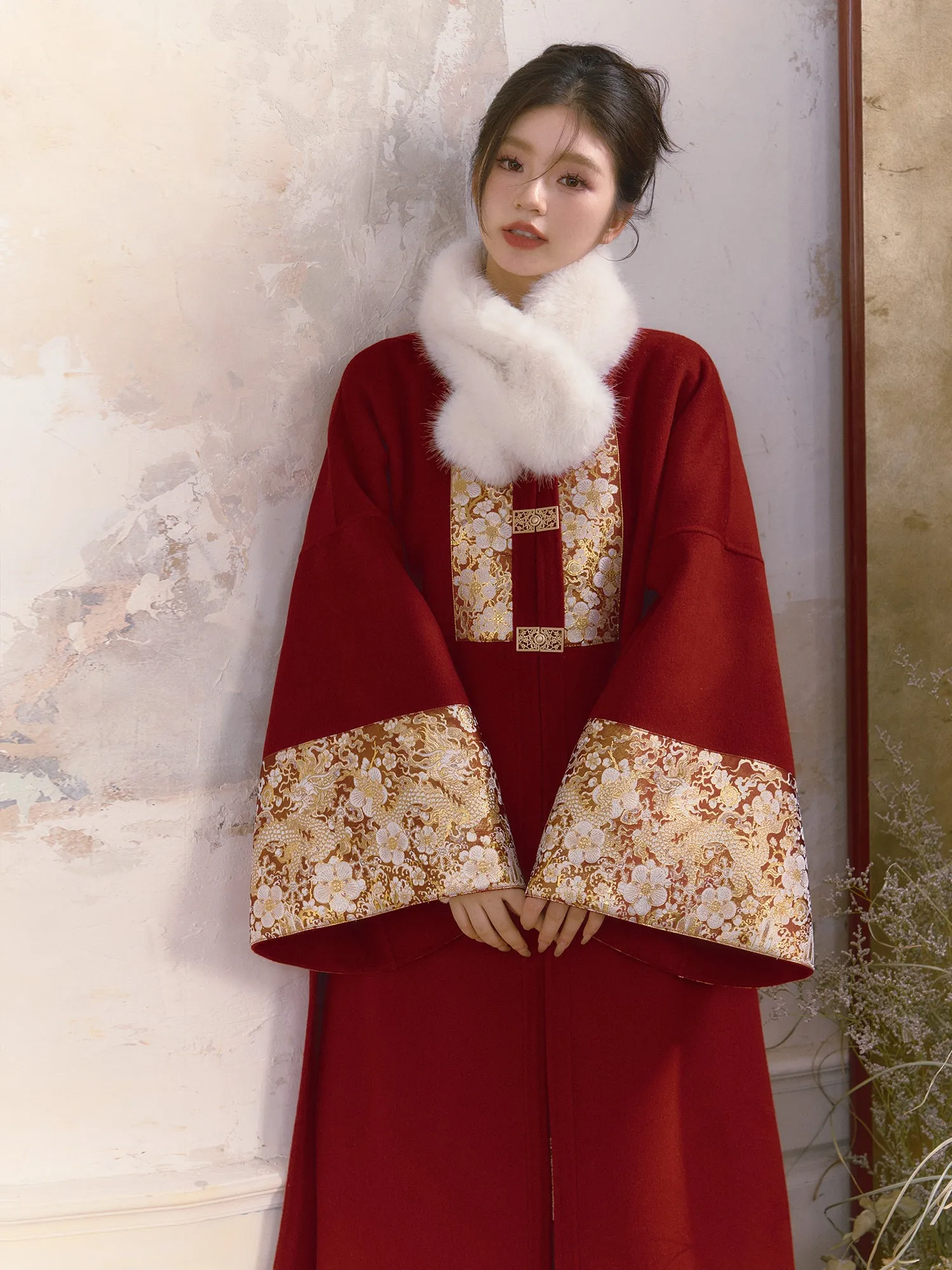 Yanhuo Nian Nian 烟火年年 Yearly Fireworks Modernized Ming Brocade Buzi Pure Wool Coat & Mamian Skirt